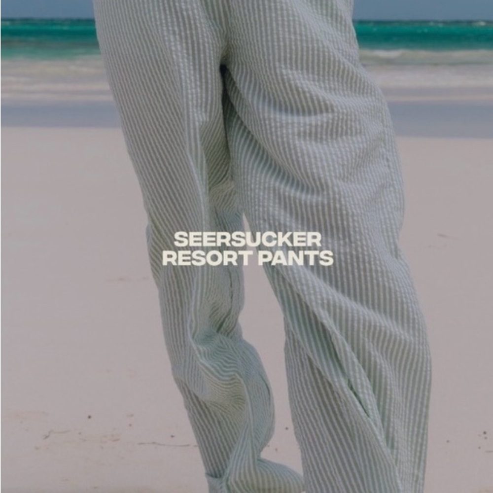 Daily Drills Seersucker Resort Pants - Green and White NWT XS/S